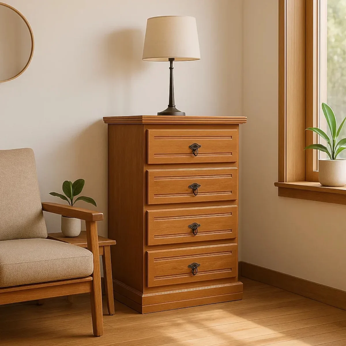 Cómoda 4 Cajones Madera Eucalipto - Imagen 1